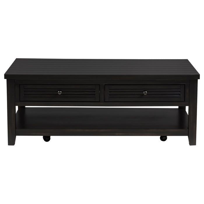 Sutter - 2 Drawer Rectangular Coffee Table - Dark Brown