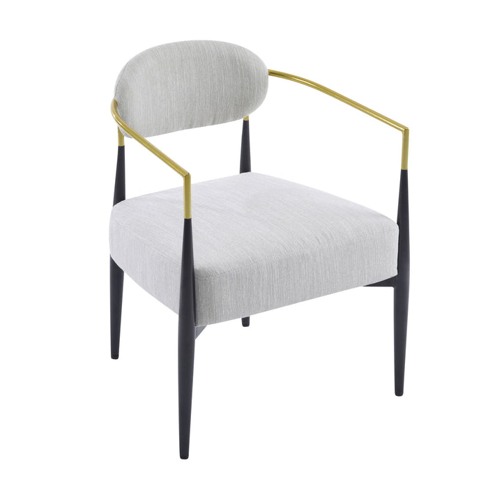Mid Century Modern Upholstered Accent Armchair With Tapered Legs - Beige / Black / Gold