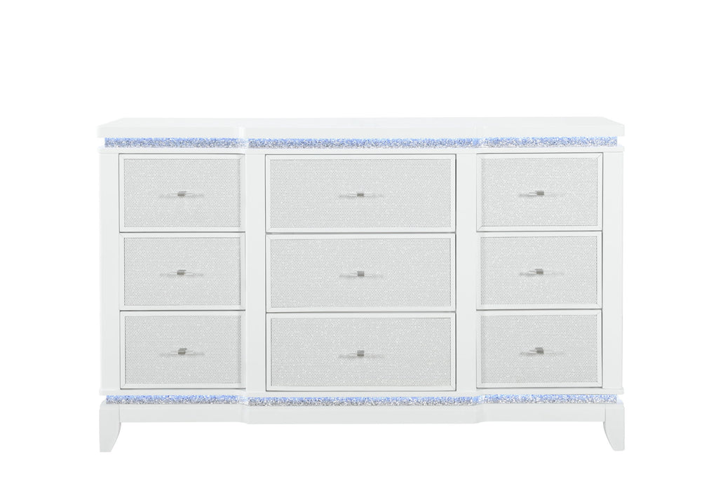 Alina - 5 Piece Full Bedroom Set With LED, Cooler, Speaker And USB - White