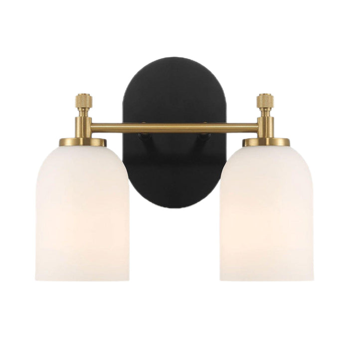 Vortex - 2 Lights Vanity In Style For Over Bathroom Mirror Wall Sconce - Black / Gold / White