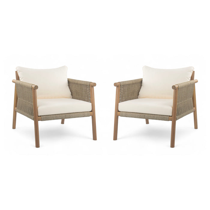 Modern Outdoor Woven Lounge Chair With Solid Frame And Cushions