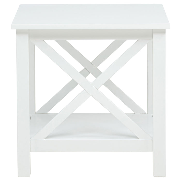 Slater - End Table With X Frame Trim - White