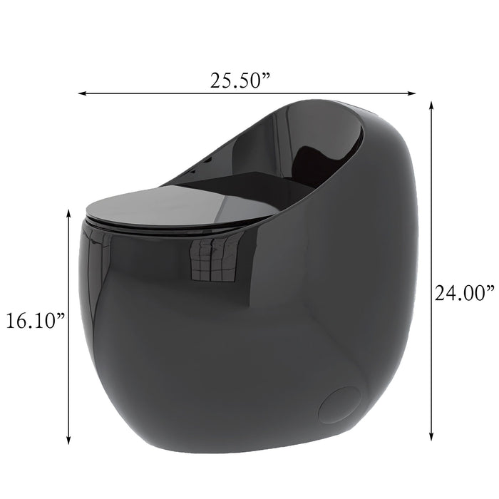 Modern Egg Shape Toilet 1.28 Gpf Single Flush Ceramic