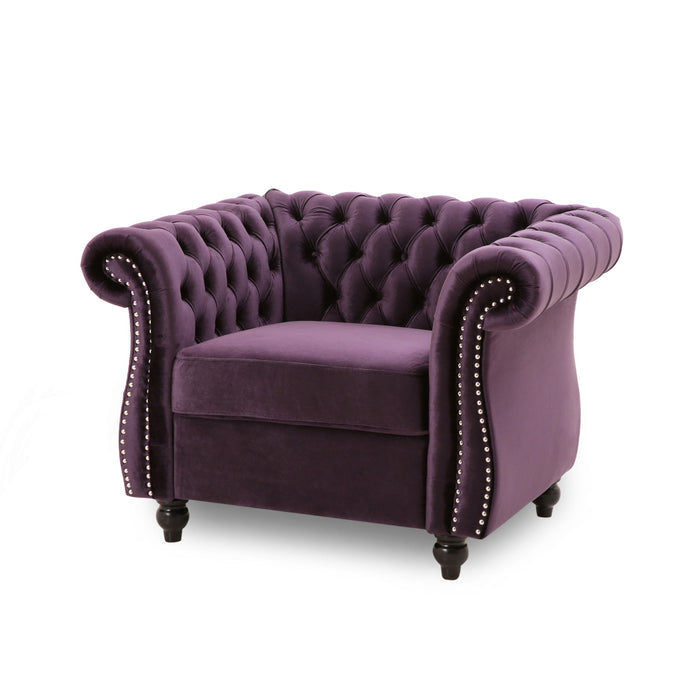 Nexuson - Upholstered Chesterfield Chair With Deep Tufted And Nailhead Trim