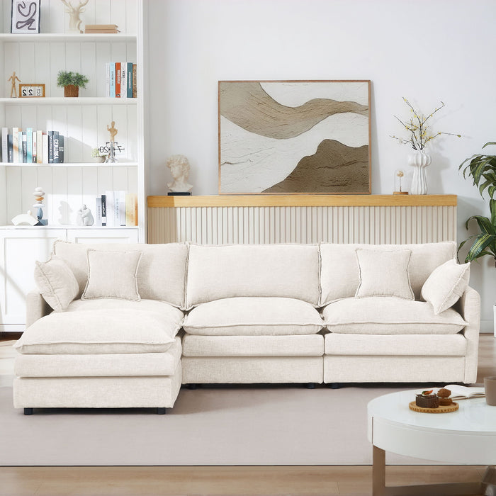 Modular L-Shaped Sectional Sofa With Movable Ottoman