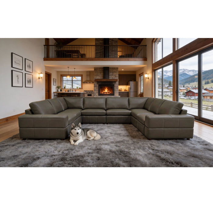 Upholstered Large Arms Sectional With Recliner Seats