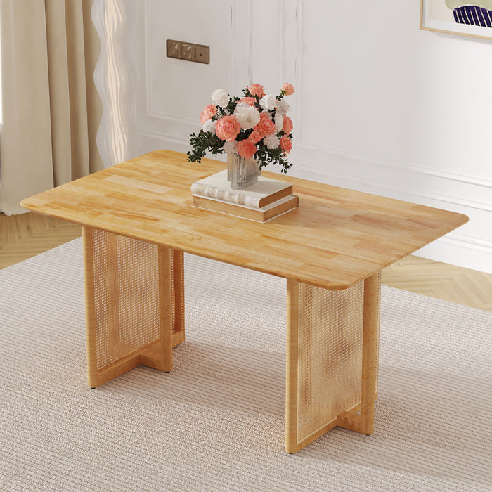 Dining Table With Imitation Rattan Design For Dining Room