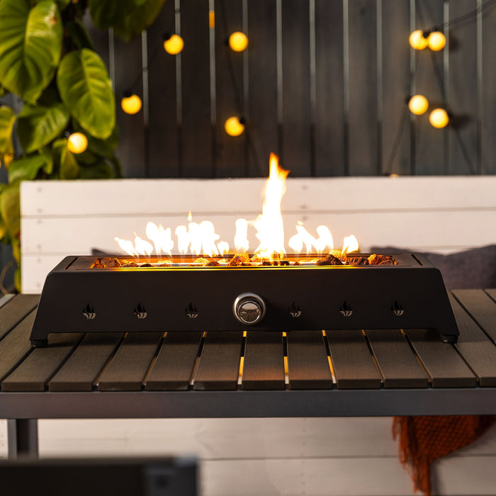Tabletop Fire Pit, Propane Gas Fire Pit With Quick Connect Joint, Glass Wind Guard And Lava Rock, Outdoor Portable Tabletop Fire Pit
