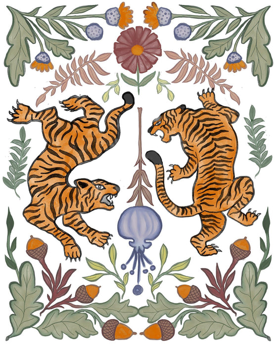 Tiger Duo By Elizabeth Medley (Small) - Orange