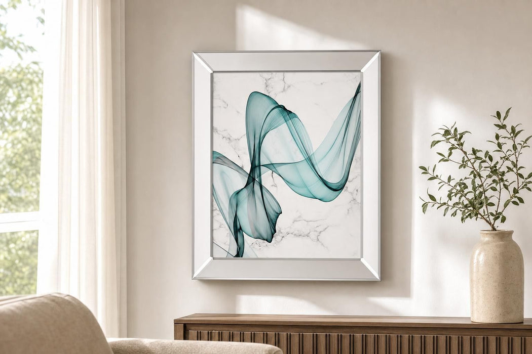 Teal Ribbons I By Irena Orlov - Light Blue