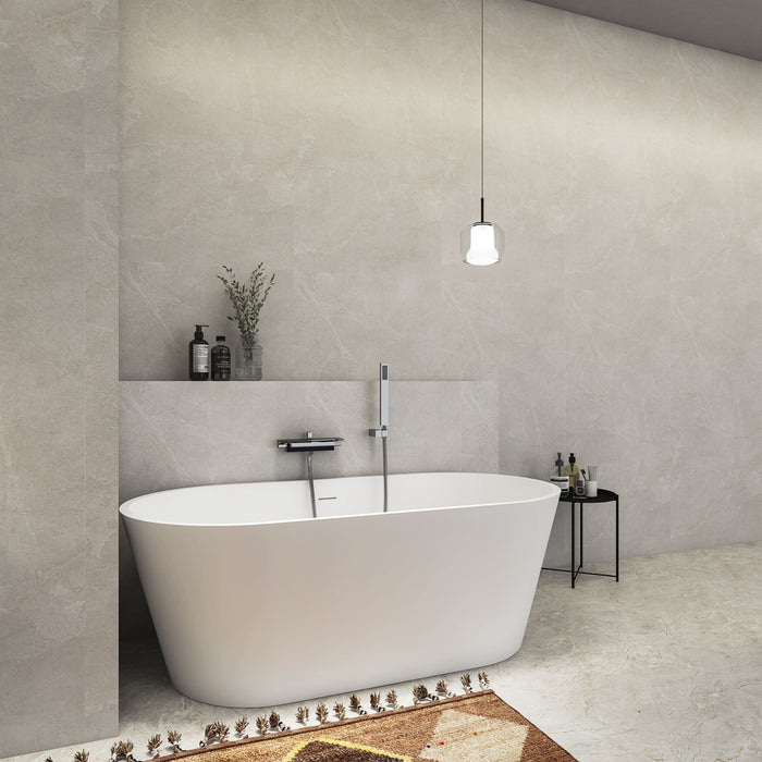 Solid Surface Freestanding Soaking Bathtub & Ergonomic Design