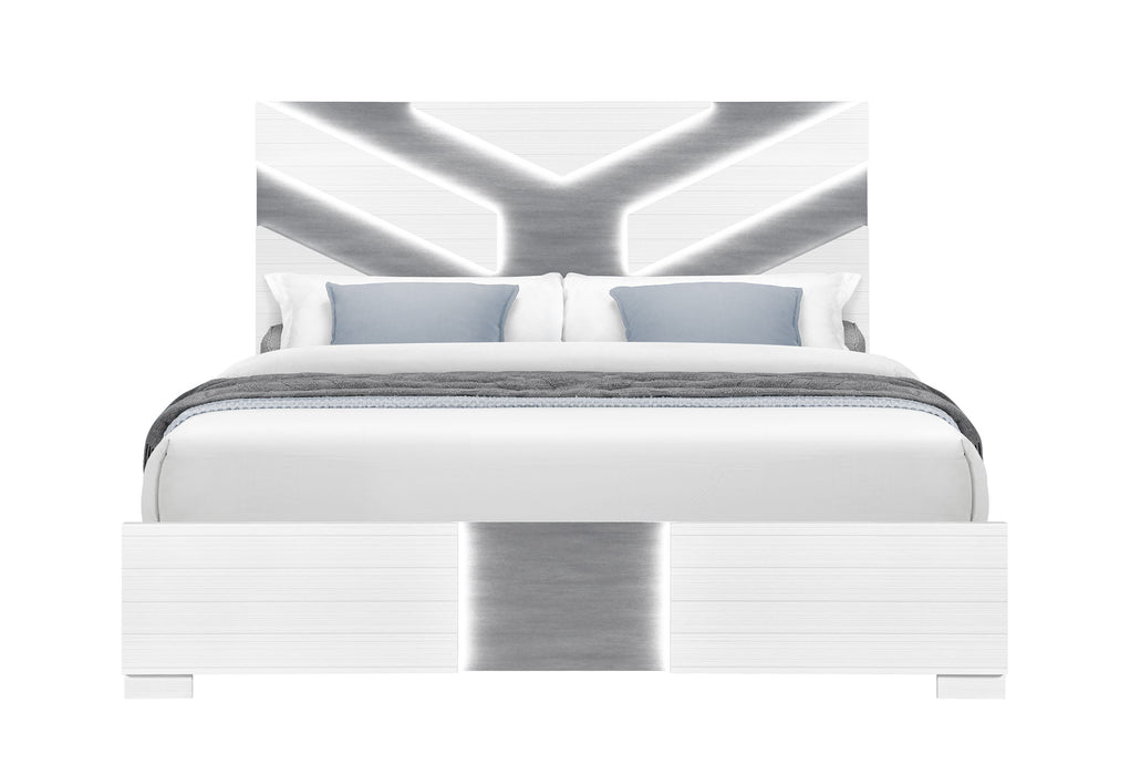 Optimus - Queen Bed With LED - White