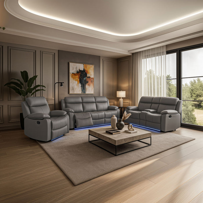 U6026 - 2 Piece Living Room Set (Reclining Sofa, Console Reclining Loveseat) - Gray