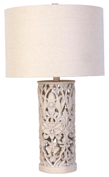 Ivory Trellis - 26 X 15 - Polyresin Table Lamp (Set of 2) - Distressed White