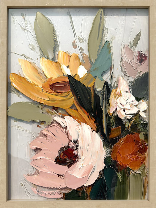 Amber Petal Rhapsody II - 24 X 32 - Hand-Embellished Plexiglass In Frame - Pink