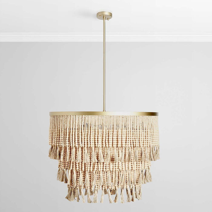 Brittany - Beaded Round Chandelier - Natural