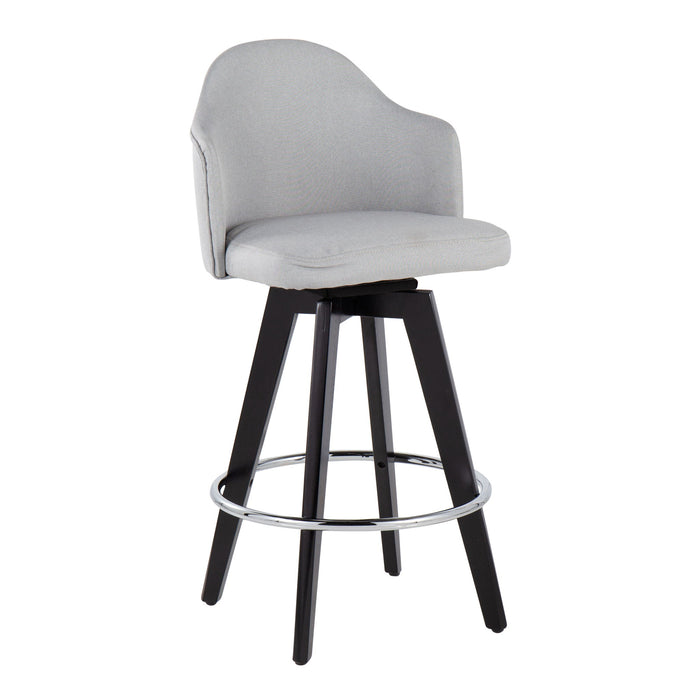 Ahoy - Contemporary Fixed Height Counter Stool Round Chrome Footrest (Set of 2) - Gray