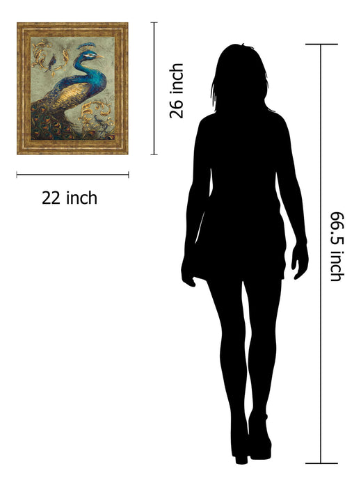 Peacock On Sage I By Tiffany Hakimipour - Framed Print Wall Art - Blue