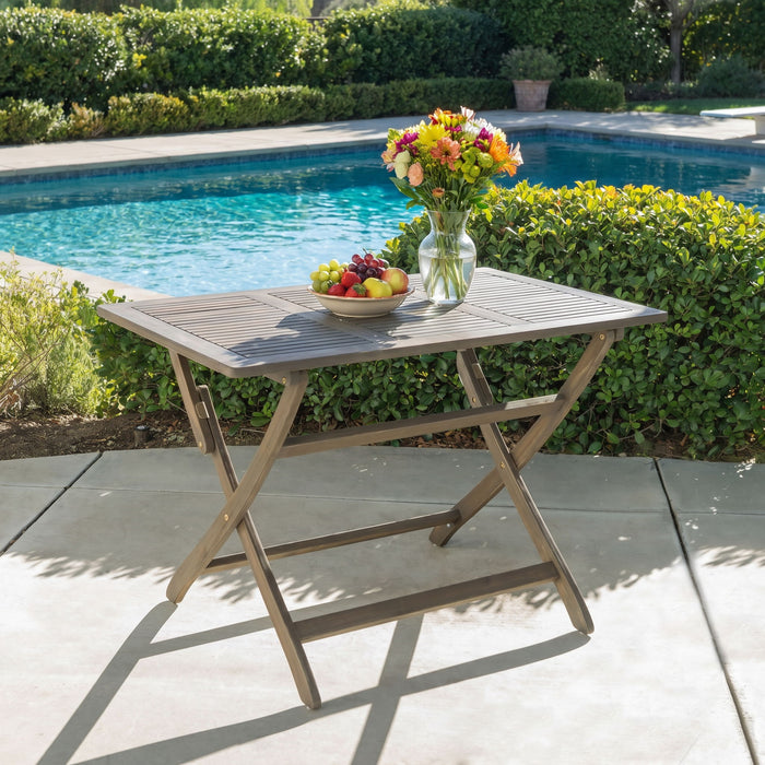 Blissique - Outdoor Foldable Wood Dining Table With Slat Design
