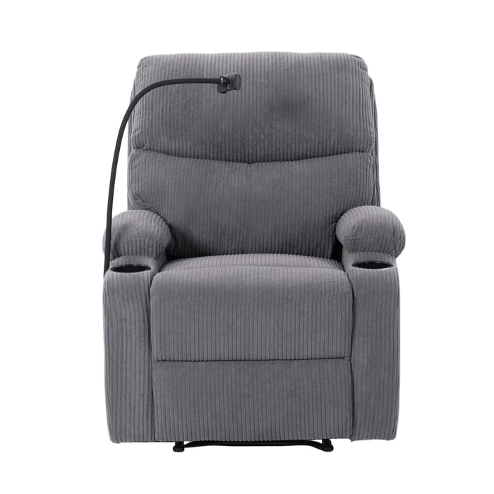 Adjustable Manual Recliner, Ergonomic Lounge Chair With Phone Holder And 2 Cup Holders