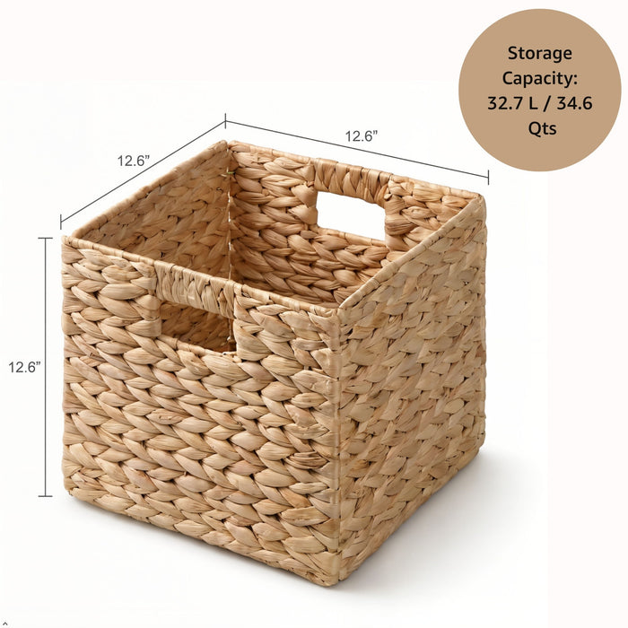 Folding Storage Baskets, Hand Cube Baskets With Cutout Handles Shelf Organizer, Toy Storage, Closet Storage (Set of 2) - Light Brown