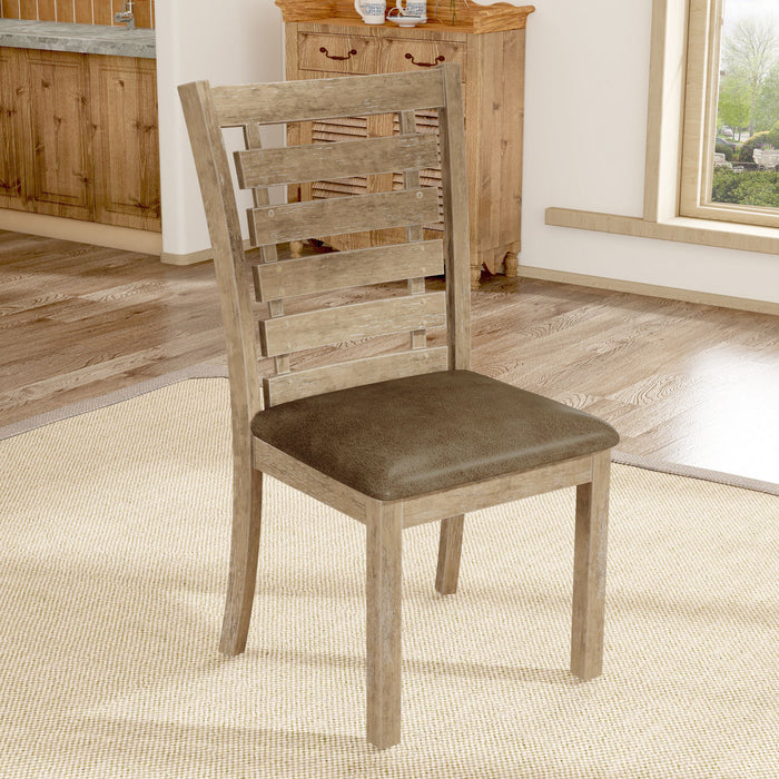 Dining Chairs Modern Farmhouse Rustic Look Distressed Design Ladderback Solid Wood (Set of 2) - Grayish Brown