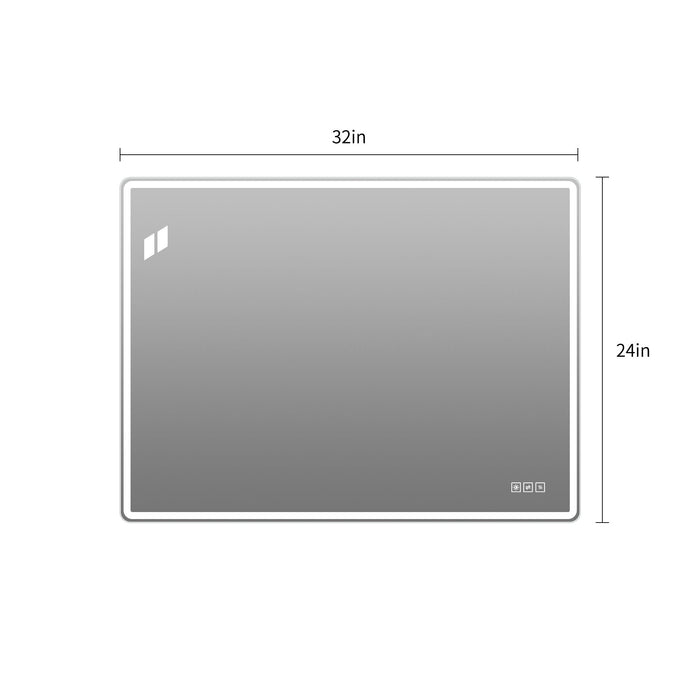 24" X 32" Rectangular Front Lighted And Backlit LED Bathroom Mirror With Anti Fog - Clear