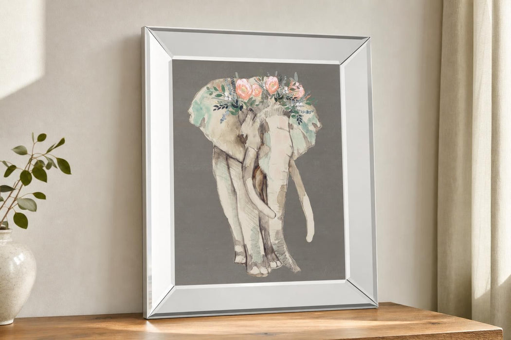 Flower Crown Elephant I By Jennifer Goldberger - Beige