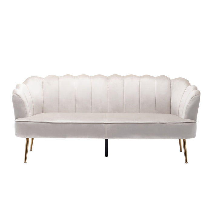 Modern Glam 3 Seater Sofa With Velvet Texture