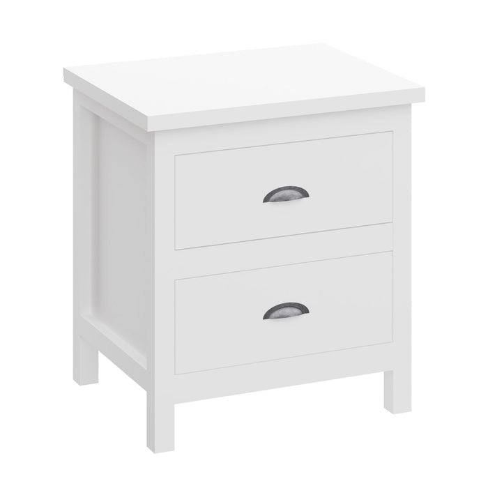 Versatile Solid Wood Night Stand With Drawers For Living Room And Bedroom - White