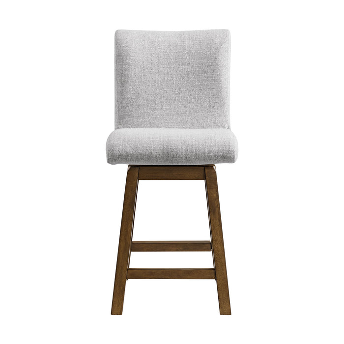 Carmela - Swivel Counter Chair (Set of 2) - Brown / Light Gray Linen