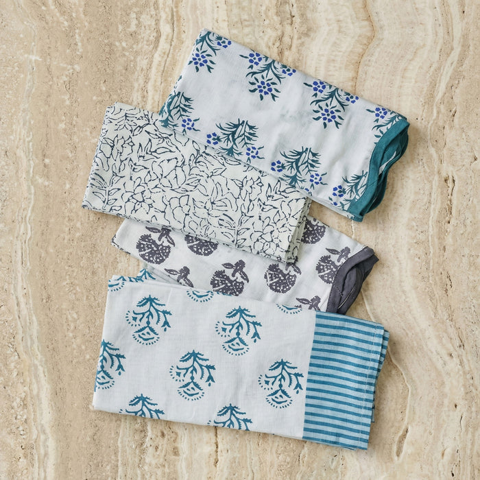 Crissy - Cotton Canvas Printed Napkins (Set of 4) - Black Vintage Floral