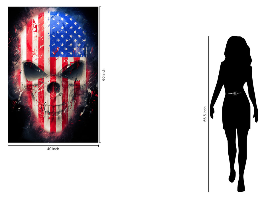 Tempered Glass With Foil - American Skull - Red