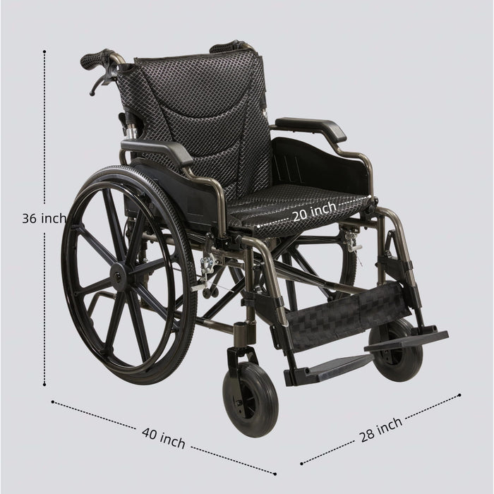 Lightweight Foldable Transport Wheelchair For Adults With Double X Force Support