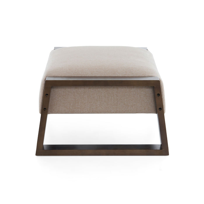 Sleek And Stylish Ottoman Polyester With Rubberwood Legs - Beige