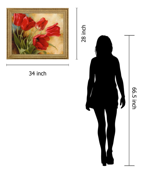 Scarlet Tulip Whirl - 28" x 34" Framed Wall Art
