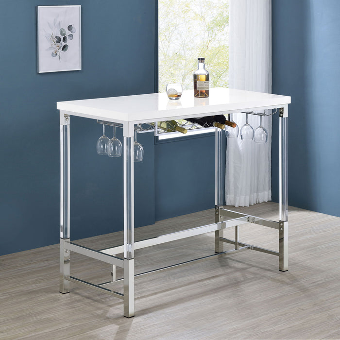 Tonneson - Bar Table With Trestle Base And Wine Storage - White