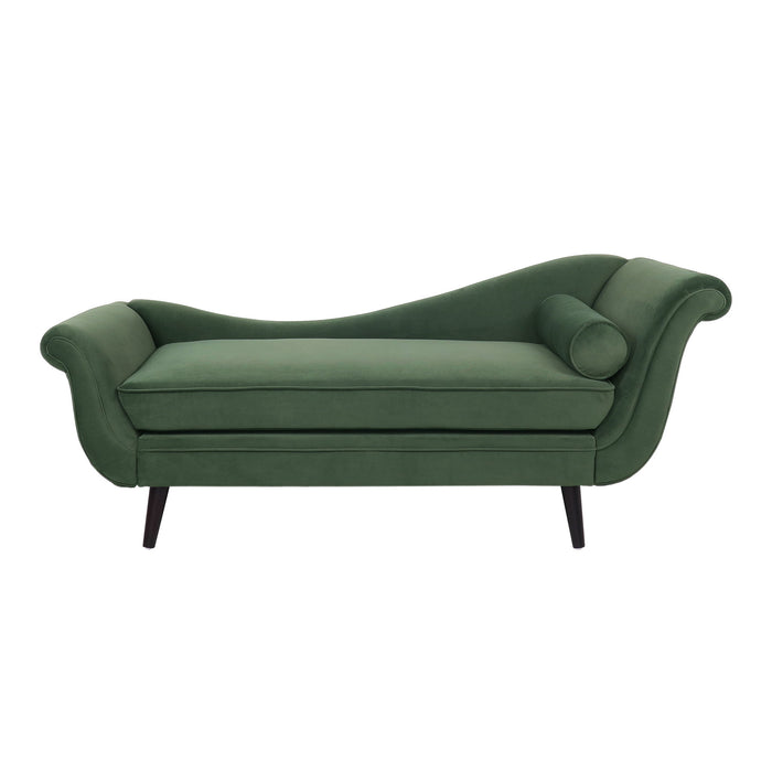 Auroral - Velvet Upholstered Chaise Lounge With Scrolled Arms And Tapered Legs