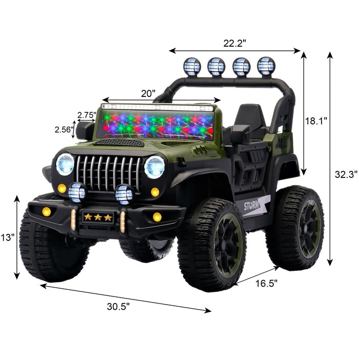 Electric Car With Remote Control, Colorful LED Lights, USB & MP3