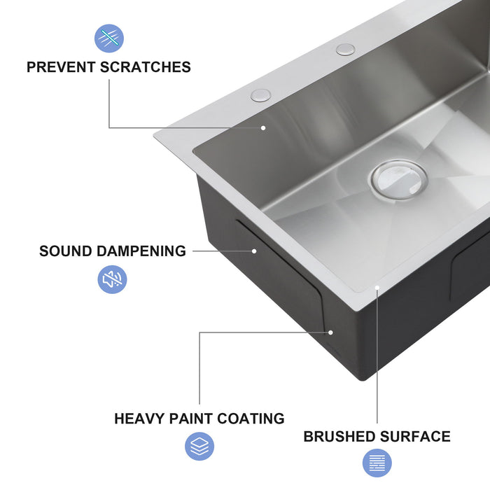Drop In Kitchen Sink With Pull Down Faucet And Soap Dispenser