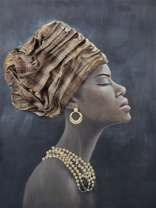 Gilded Profile Grace - 30" x 40" Framed Wall Art