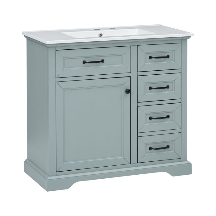 36" Bathroom Vanity With Sink, 2 Tip Out Drawers, Soft Close Hinges