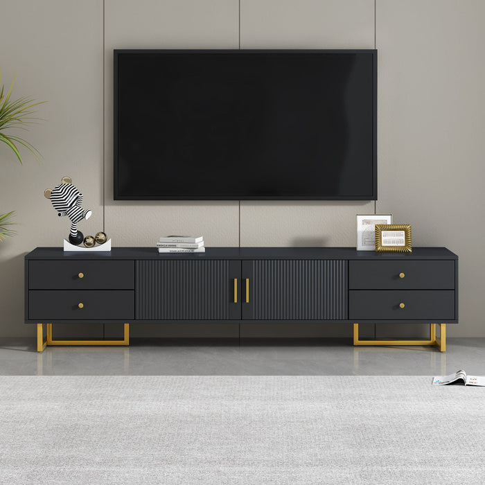 TV Media Console Table, TV Stand With Storage For Living Room - Black