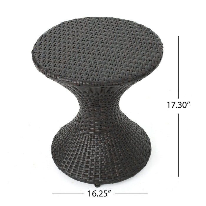 Highest Quality Wicker Hourglass Shaped Side Table - Brown Multi