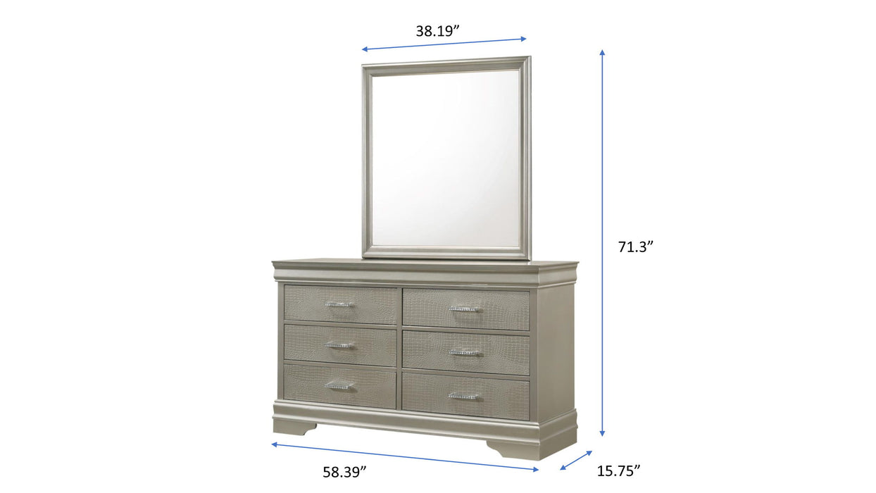 Amalia - Twin 5 Piece Bedroom Set - Silver