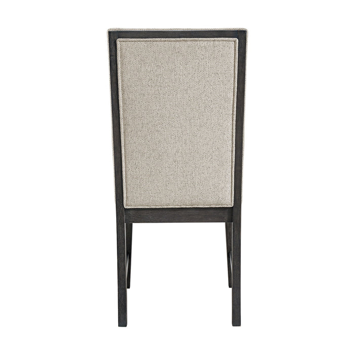Axel - 5 Piece Standard Height Dining Set (Round Table And Four Fabric Chairs) - Espresso / Light Gray