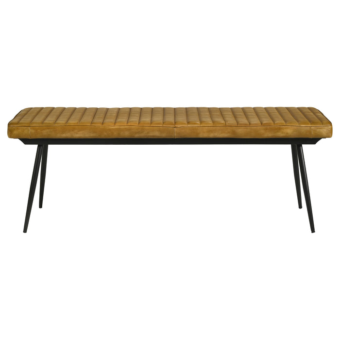 Tufted Cushion Side Bench With Tapered Legs