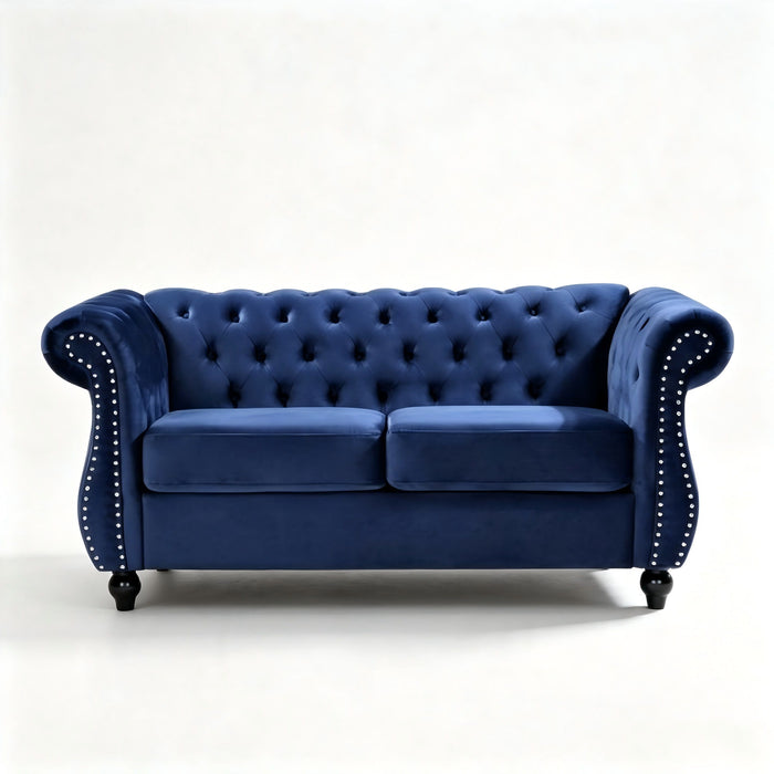 Chesterfield Button Tufted Loveseat With Rolled Arms