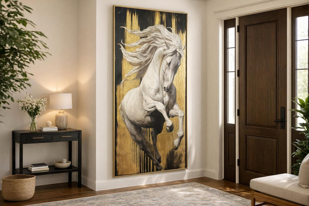 Ivory Ascent Hand-Embellished 3D Canvas In Frame - Gold / Brown
