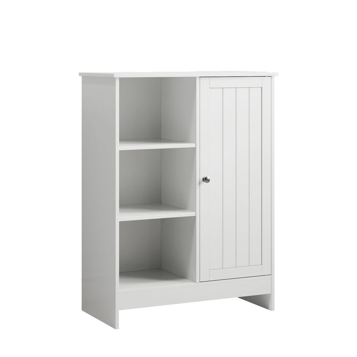 Classic Freestanding Bathroom And Kitchen Storage Cabinet With Adjustable Shelves - White